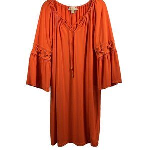 Michael Kors‎ Women's Dress Large Orange Bohemian Boho Bell 3/4 Sleeves Raglan